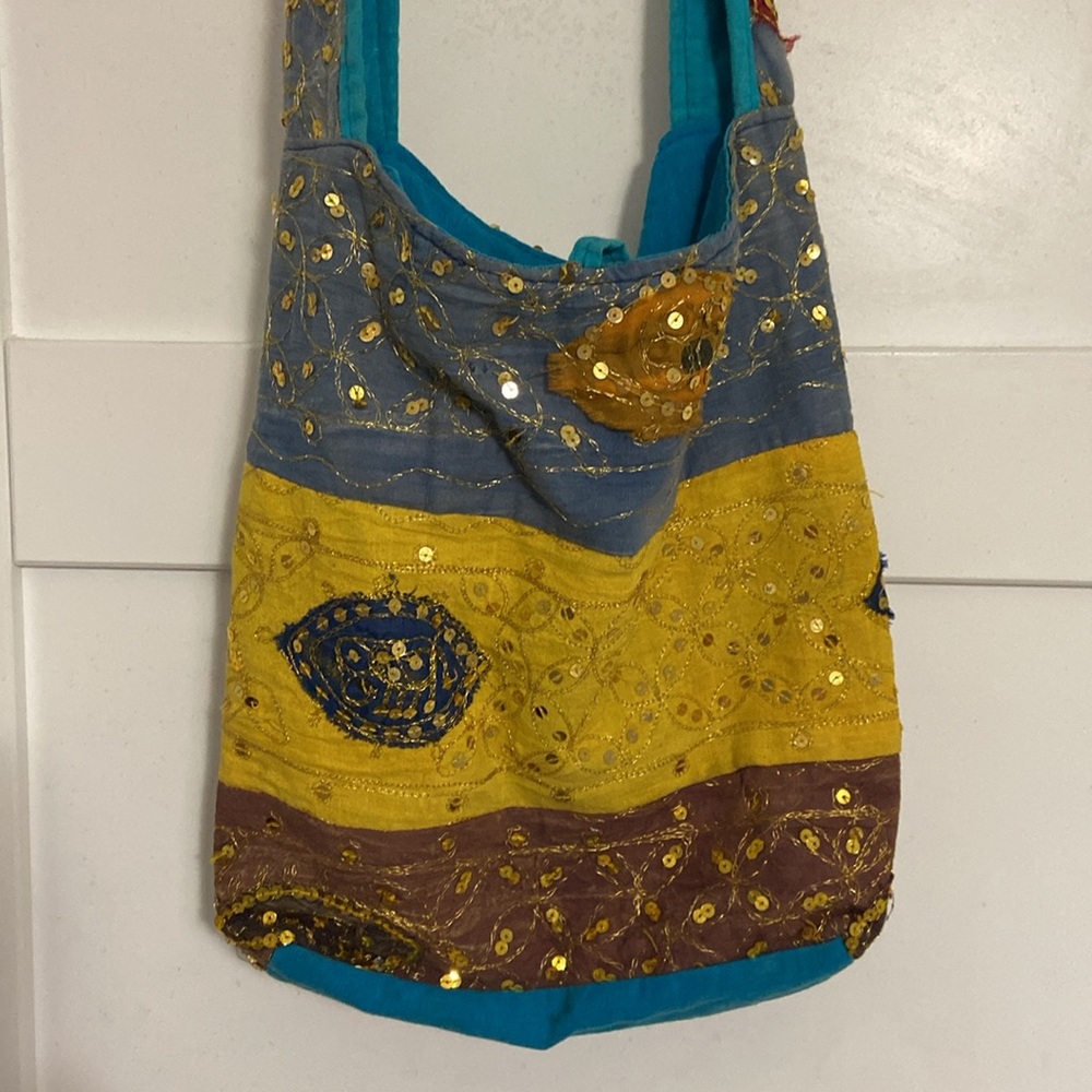 Colorful Embroidered Sequined Women's Crossbody Bag Boho Hippie